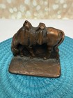 Vintage Pair Of Antique Cast-iron Grazing Saddled Horse Bookends