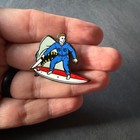 Michael Myers Surfing Hard Enamel Pin     Horror Beach Jaws Mashup