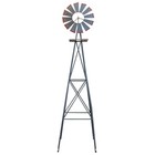 8ft Weather Resistant Yard Garden Windmill Gray   Red 