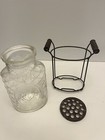 Glass Bottle Flower  Vase With Metal Holder Pre-owned