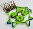 8 Pt Kit Of Hi-viz Diamond Weave Rollback   Flatbed Car Tie-downs W  Chain Tails