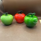 Vintage 3 Art Glass Apples Life Size Murano Style Fruit Home Decor 2green 1red 