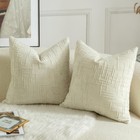 Pack Of 2 Soft Chenille Textured Throw Pillow Covers Square Accent Solid Deco   