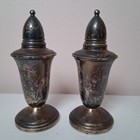 Vintage Crown Sterling Silver Salt And Pepper Shakers Weighted Tarnished 4 5 