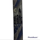 Vintage Trafalgar City Night Skyline Print Silk   Leather Braces Suspenders