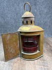 Antique Brass Perko Ship Marine Nautical De-lite Red Green Light Lantern Patina