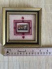 Vtg 5x5 Framed Needlepoint W  Us Bicentennial Stamp Surrender At Saratoga 1777