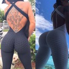 Women Anti Cellulite Yoga Jumpsuit Bodysuit Leggings Push Up Sports Gym Romper