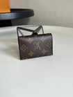 Louis Monogram Canvas Business Card Holder Wallet Card Case Brown Leather New