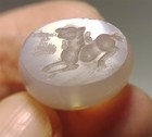 Real Old Ancient Agate Sassanian Stamp Amulet Carnelian Seal Bead Horse Antique