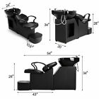 Barber Backwash Unit Chair Ceramic Shampoo Bowl Sink Beauty Salon Spa W footrest