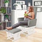 Costway Wooden Baby Nursery Rocking Chair Ottoman Cushion And Glider Set Grey