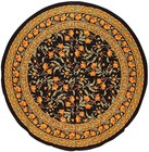 French Floral Round Cotton Tablecloth 70  Amber On Black