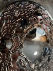 Vintage Ornate Floral Hand Mirror     Silver-tone Metal