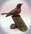 Beautiful Hand Painted Resin Sculpture Of American Robin On Oak Branch New  