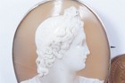 Antique Silver Carved Natural Shell Apollo Cameo Pin Brooch C1880 