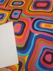 Awesome Rare Vintage Mid Century Retro 70s Medco Rainbow Abstract Blobs Fabric 