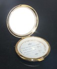 Vintage Japanese Gold Tone Compact Iris Floral Butterfly Design Mirror Powder