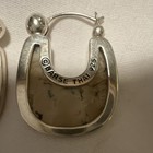 Barse Thai 925 Sterling Silver Jasper U-shaped Hoop Earrings Hinged 1 In