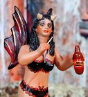Girl Devil Scantily Clad Smoking Drinking Clay Figure Handmade Mexican Folk Art