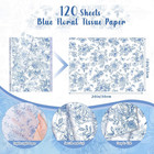 120 Sheets Blue Tissue Paper Vintage Blue Floral Tissue Paper Bulk For Gift Bags
