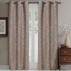 Virginia Taupe Grommet Blackout Weave Embossed Window Curtain Panels  Pair se   