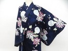 Japanese Kimono Yukata Purple 166cm 5 Ft 5 In Cotton Ee3391