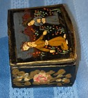 Beautiful Vintage Small Russian Rectangle Black Lacquer Box Hand Painted