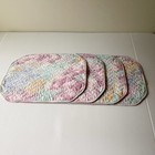 Vintage Set Of 4 80s 90s Quilted Reversible Pastel Placemats Golden Girls Style