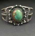 Old Pawn Navajo Green Turquoise Sterling Silver Cuff Bracelet 35g 6-3 8     285