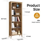 5 Tier Wooden Bookcase  65in Open Display Bookshelf For Home  Bedroom  Office