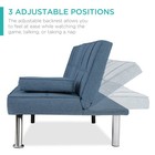 Linen Look Fabric Futon Sofa Bed 2 Cup Holders Best Choice Products