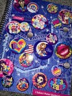 Vintage Y2k Rare Lisa Frank 3 Subject Notebook Denim Jean Pocket Pins   Buttons