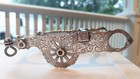 Vintage Western Curb Bit Mouthpiece Wagon Wheel Engraved Silver Overlay Spade