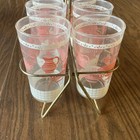 Vtg 6 Hazel Atlas Mcm Kitchen Aid Drinkware Set W Carryall Gadgets Pink White