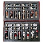 Luxury X-large Crusaders Chess Set Hand Painted Metal Pieces 17  Wooden Board