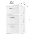 3 Drawer Wide Weave Tower  White Storage Cabinet Organizer Dresser Box New