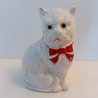 Antique Hubley Painted Piggy Bank Cat Cast Iron   Yellow Glass Eyes Doorstop 5 