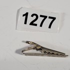 Vintage Silver Tone Etched Floral Vine Tie Clip Mid Century Rectangular Bar