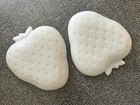 Vintage Mid-century Milk Glass Dish  2  Strawberry Shape White Texture Ec