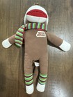 Sock Monkey By Dan Dee 24  Plush Brown Colorful Striped Hat Scarf Socks In Vgc