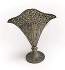 Vtg Victorian Self Arranging Fan Shaped Silver Plate Flower Vase Ornate