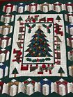 Vintage Handmade Christmas Quilt Wall Hanging Trees Trains Presents  50     58 