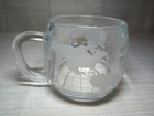Vintage Mid Century Nestle Nescafe World Globe Etched Clear Glass Coffee Mugs