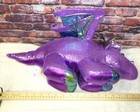 Vintage Dan Dee Plush Shiny Purple Dragon Stuffed Toy Dinosaur