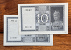 Italy 10 Lire 1939 Consecutive Pair Unc King Vittorio Emanuele Iii P-25c 1