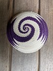 Handmade South African Zulu Woven Telephone Wire Basket Purple   White