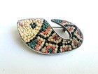 Vintage Rare Bezalel Style Judaica Sterling Silver 925 Mosaic Brooch