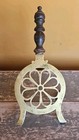Antique Fireplace Trivet Brass Longfields 3 Legged Wrought Iron 1800s 13 x5 