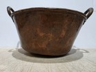 Large Antique Hand Hammered Copper Cauldron Kettle With Double Handles